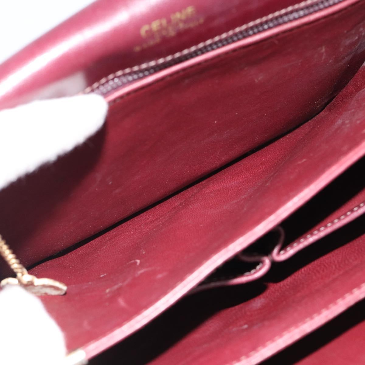 CELINE Horse Carriage Shoulder Bag Leather Bordeaux Gold Auth 174318A