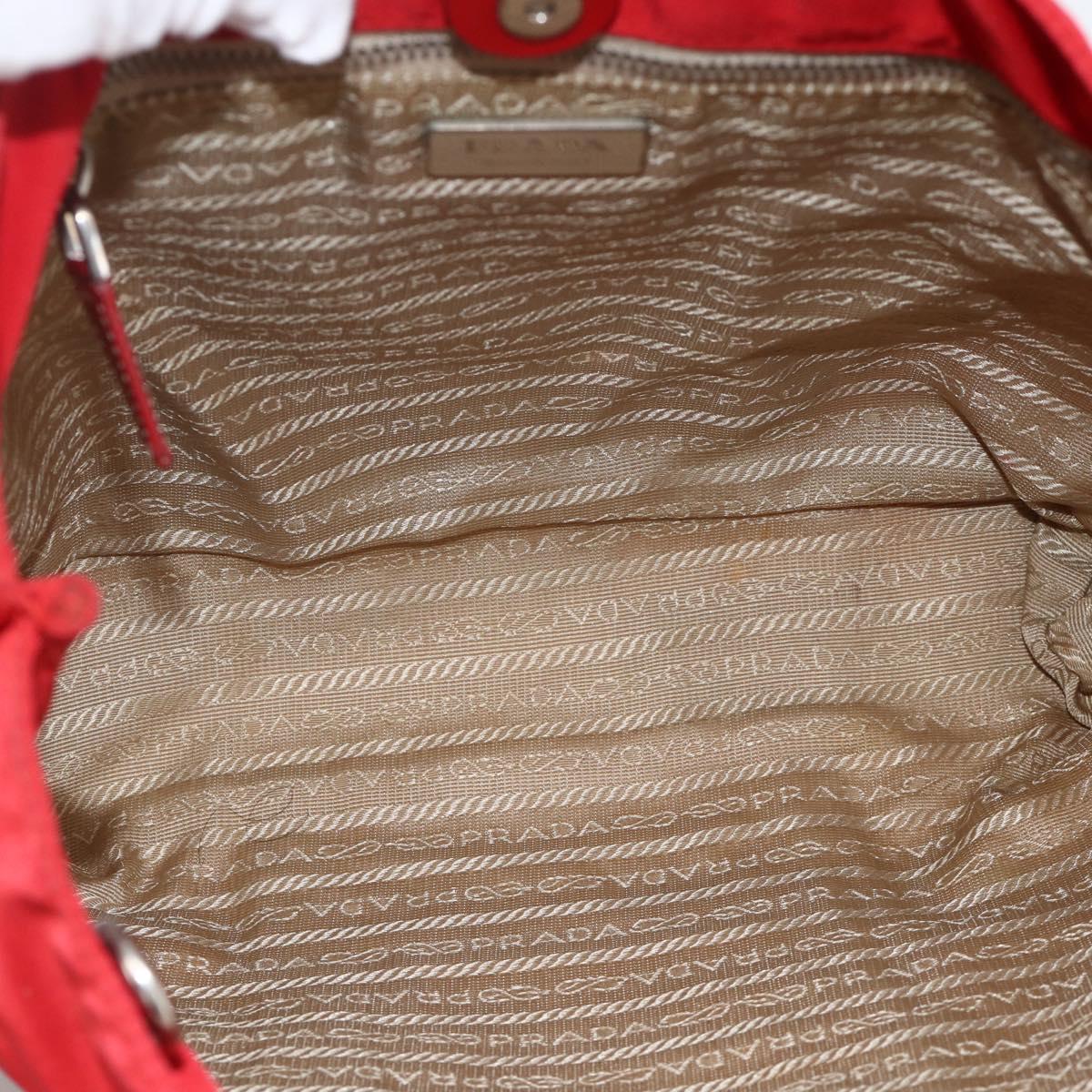 PRADA Hand Bag Nylon Red Silver Auth 174368