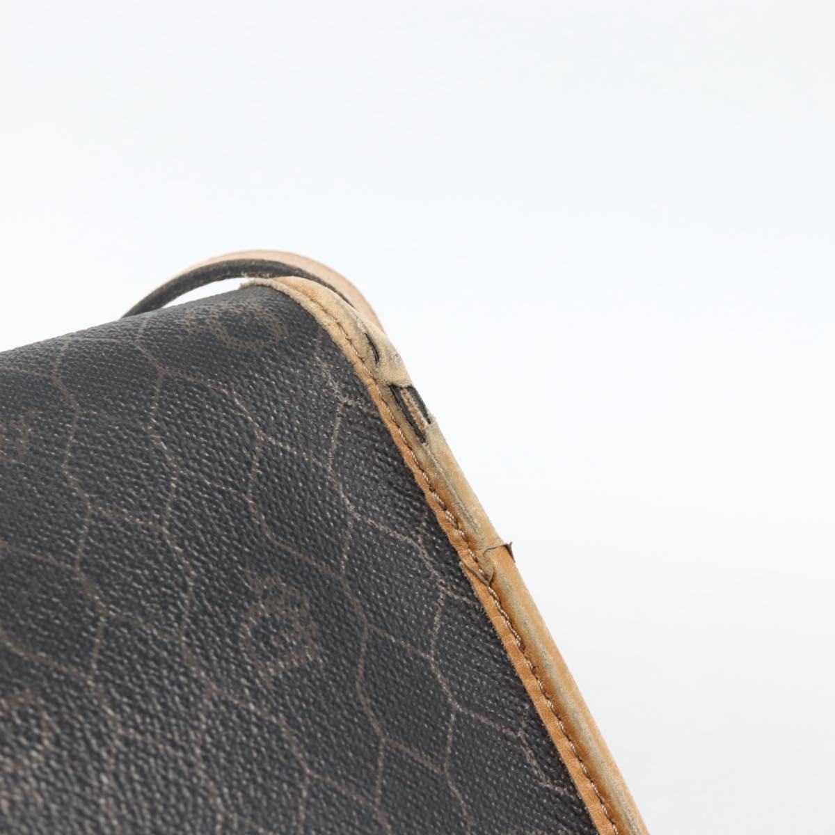 Christian Dior Honeycomb Canvas Shoulder Bag PVC Black Gold Auth 174371