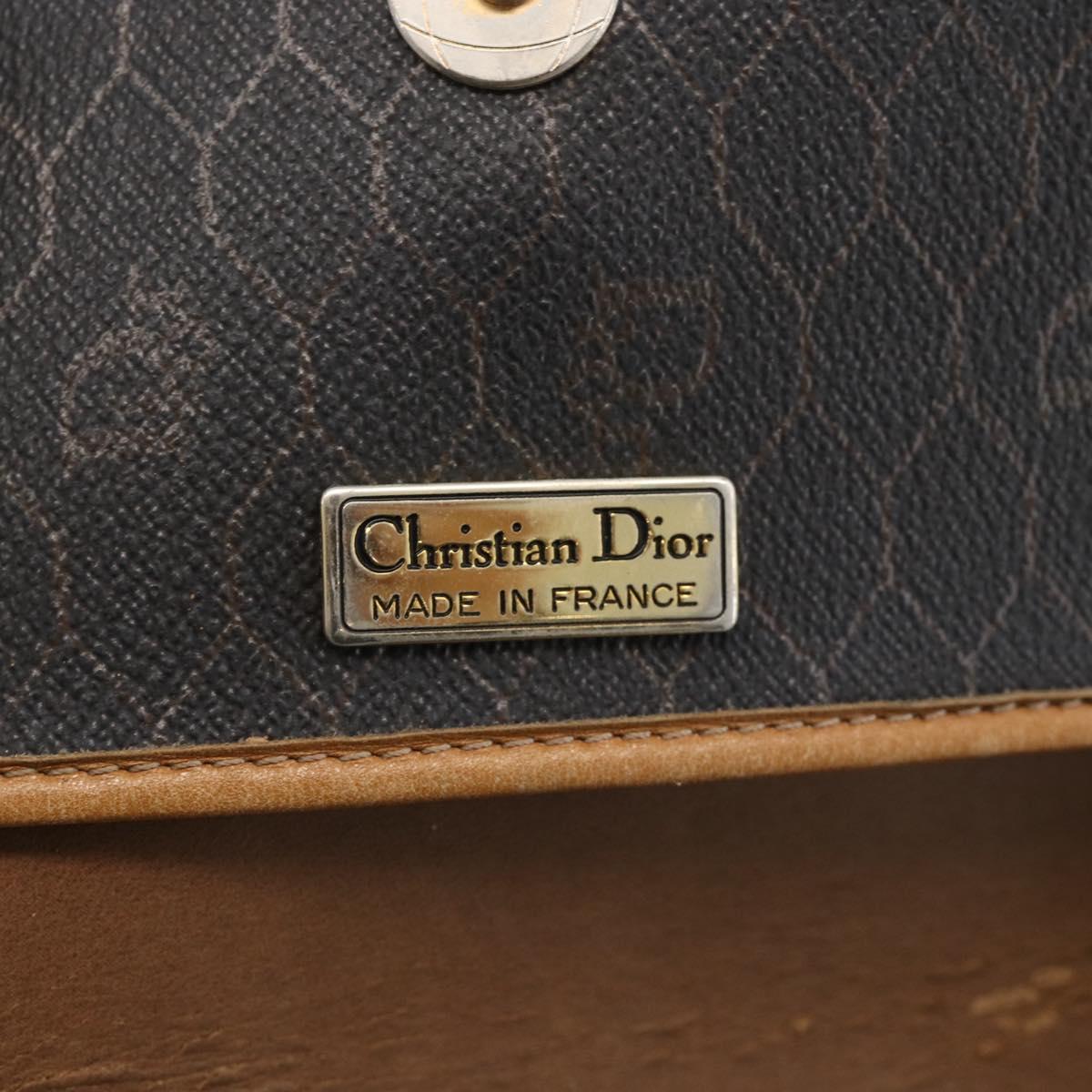 Christian Dior Honeycomb Canvas Shoulder Bag PVC Black Gold Auth 174371