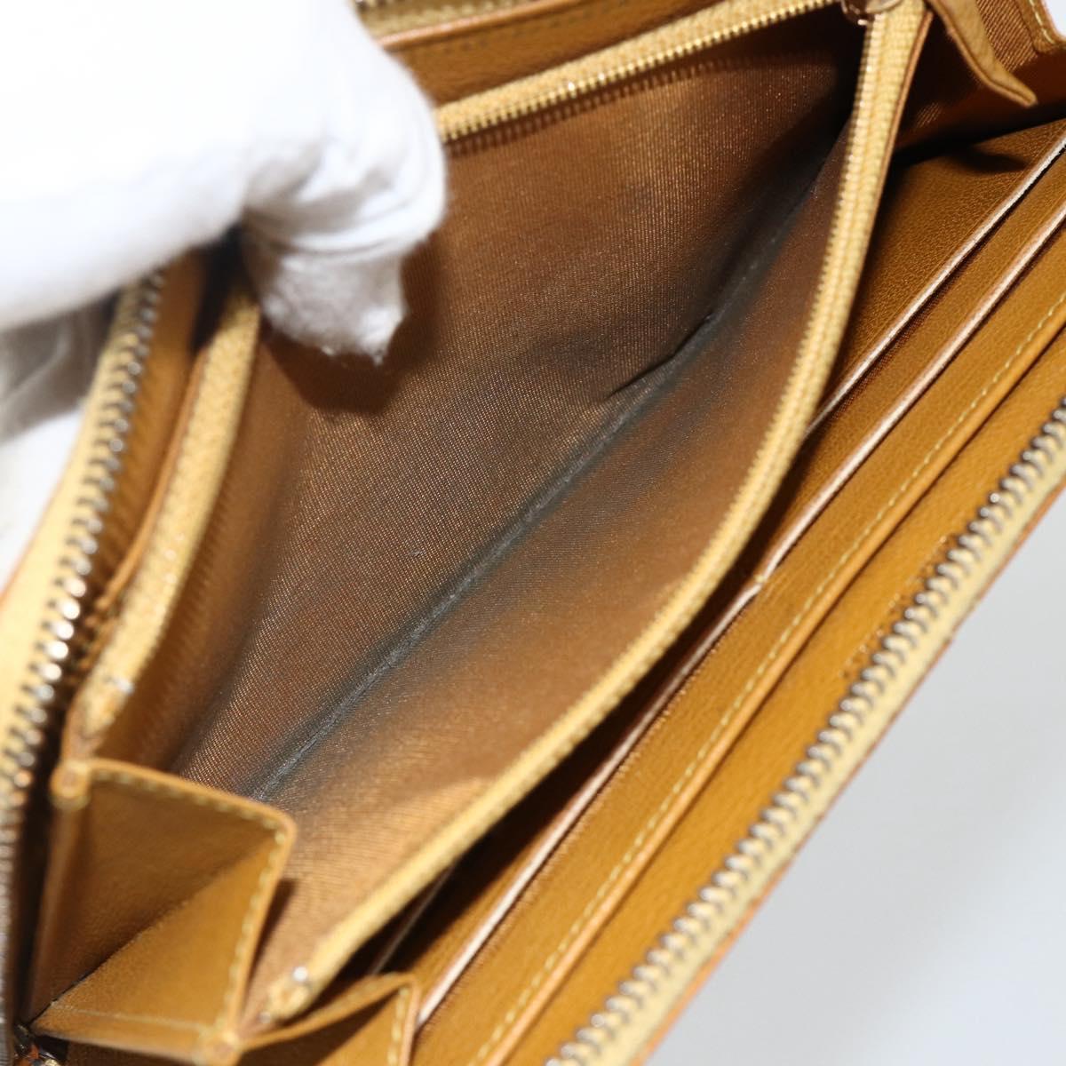 CHANEL Matelasse Long Wallet Patent leather Gold Yellow CC Auth 174373A
