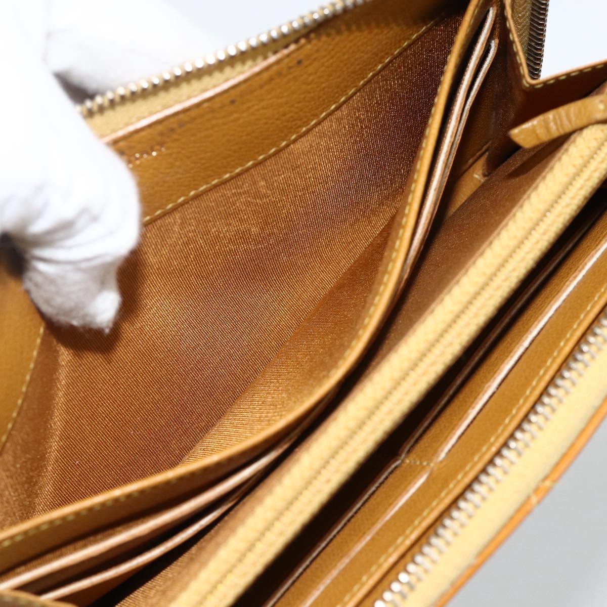 CHANEL Matelasse Long Wallet Patent leather Gold Yellow CC Auth 174373A