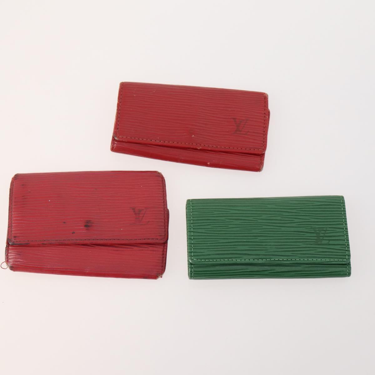 LOUIS VUITTON Monogram epi Key Case 10 Set Red White Green LV Auth 174390
