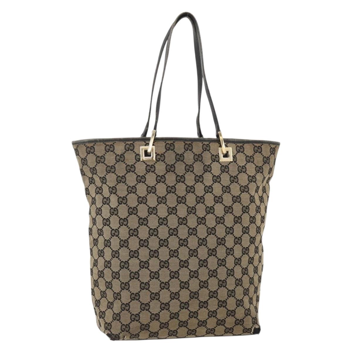 GUCCI GG Canvas Tote Bag Beige Gold 002 1098 Auth 174396