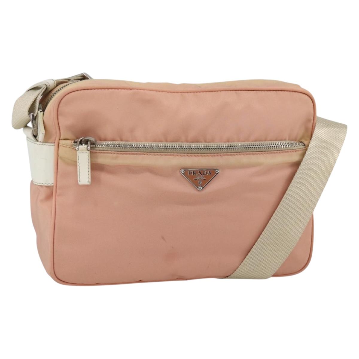 PRADA Shoulder Bag Nylon Pink Silver Auth 174397