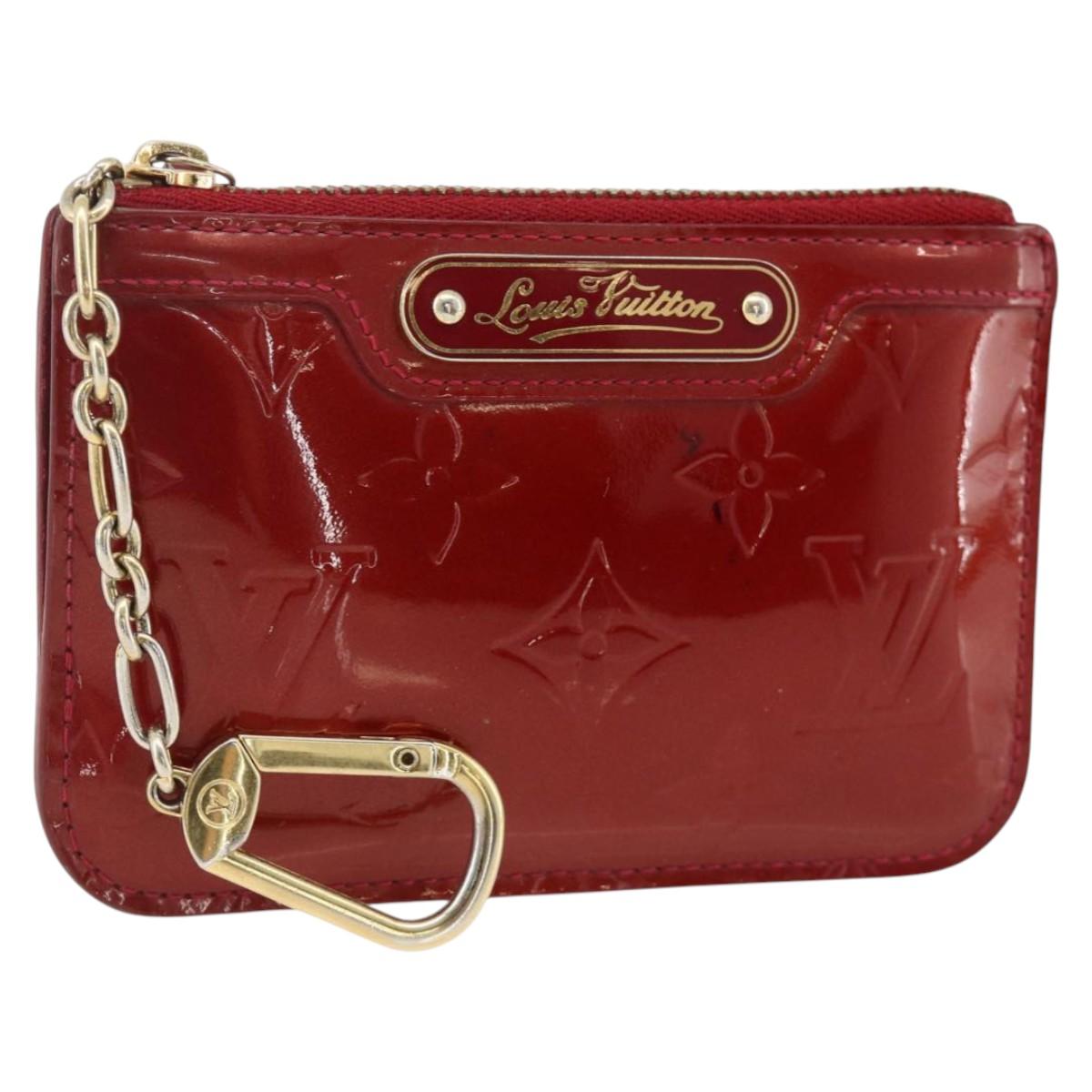 LOUIS VUITTON Vernis Pochette Cle NM Purse Rouge Grunadine M91737 LV Auth 174404