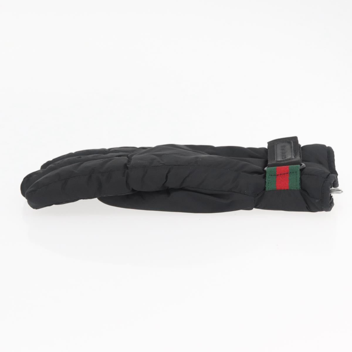 GUCCI Ski Web Sherry Line Gloves Nylon Black Auth 174408A