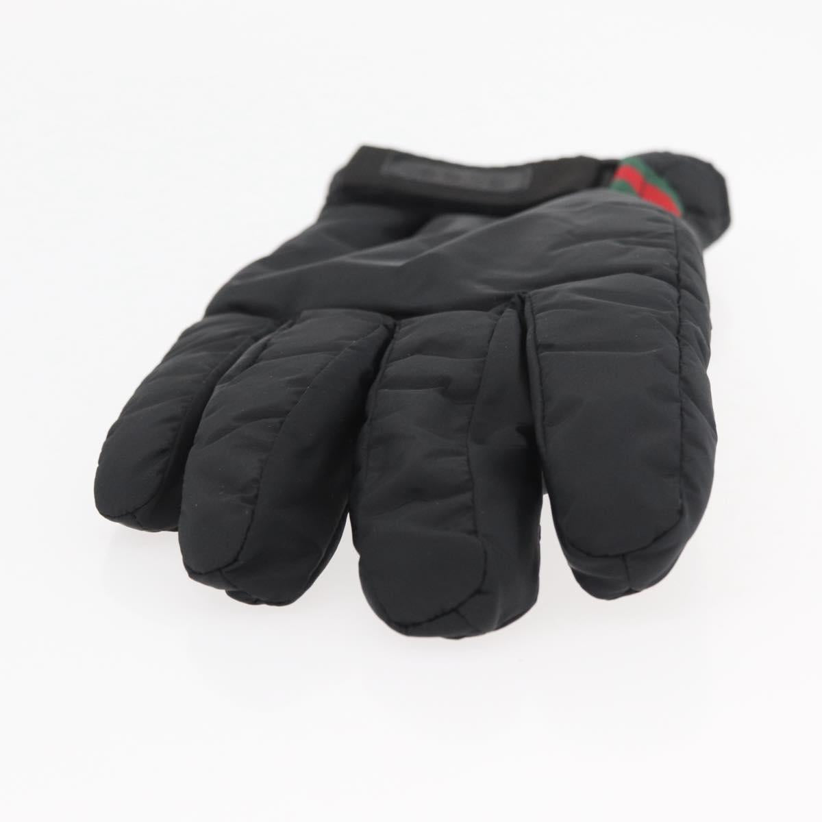 GUCCI Ski Web Sherry Line Gloves Nylon Black Auth 174408A