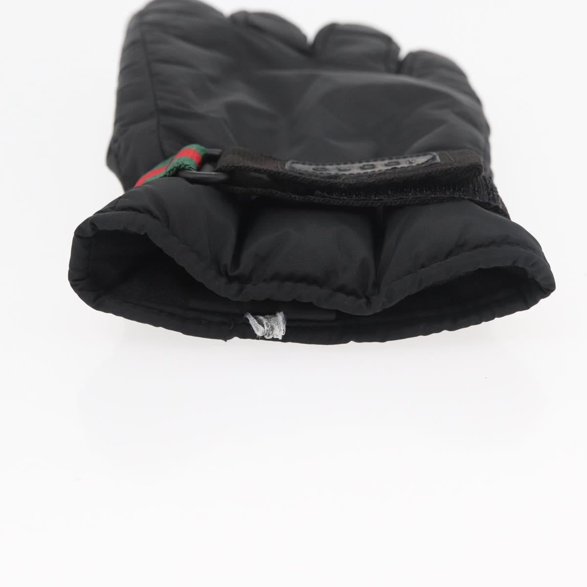 GUCCI Ski Web Sherry Line Gloves Nylon Black Auth 174408A
