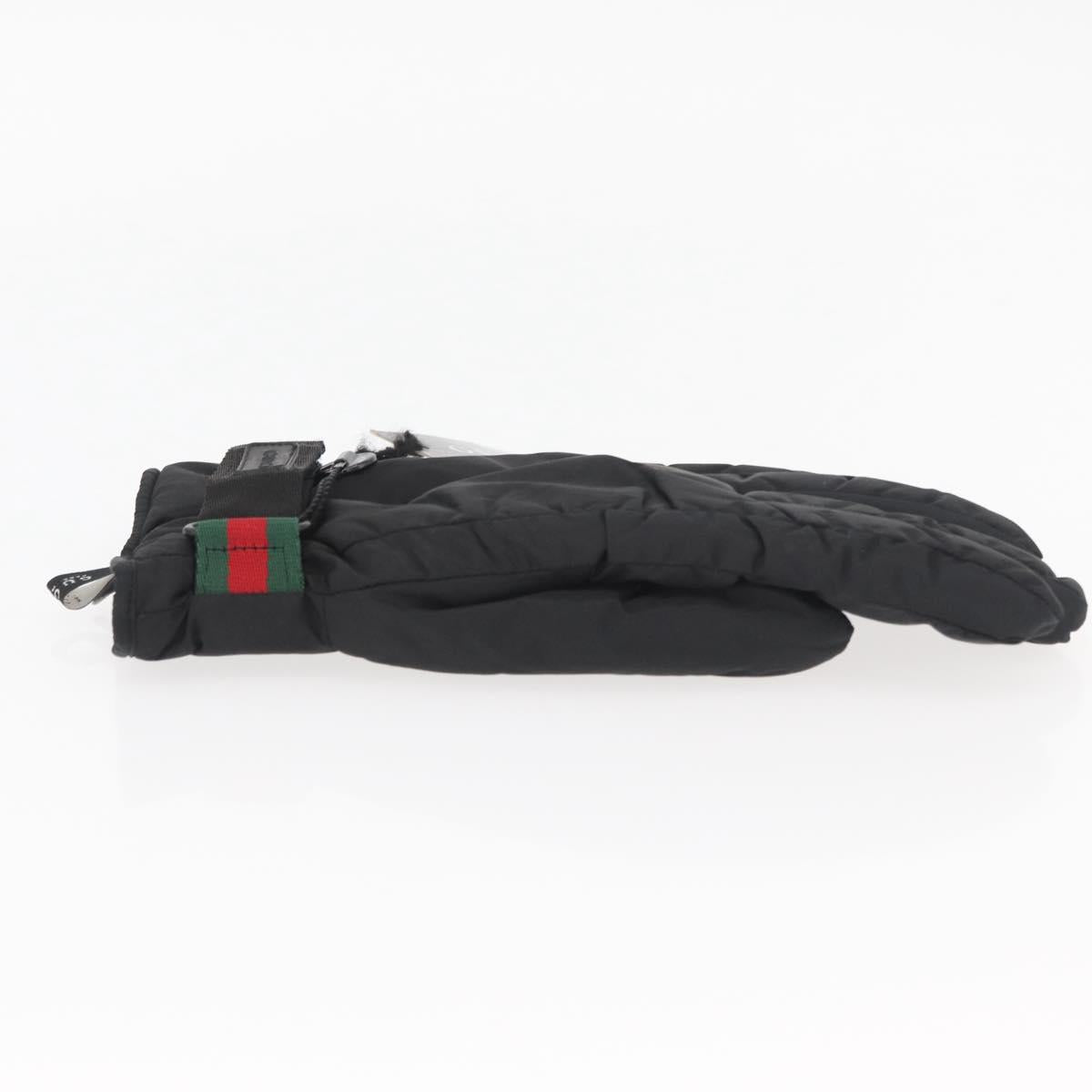 GUCCI Ski Web Sherry Line Gloves Nylon Black Auth 174408A