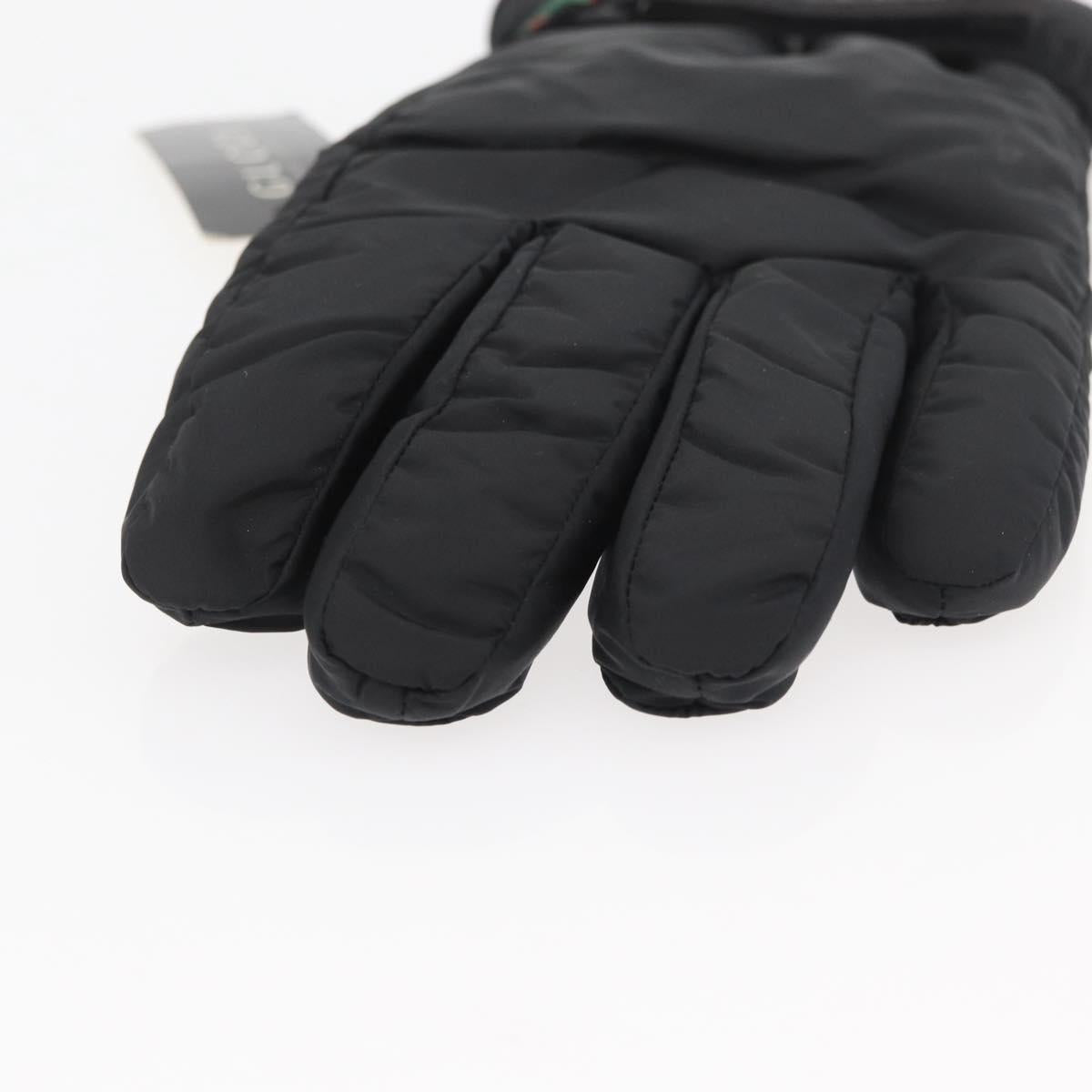 GUCCI Ski Web Sherry Line Gloves Nylon Black Auth 174408A