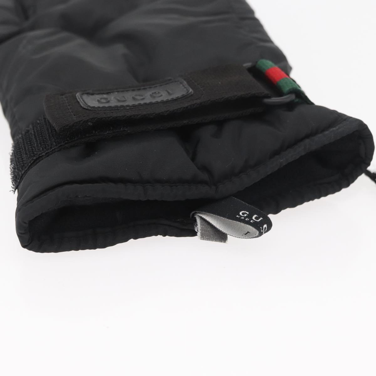 GUCCI Ski Web Sherry Line Gloves Nylon Black Auth 174408A