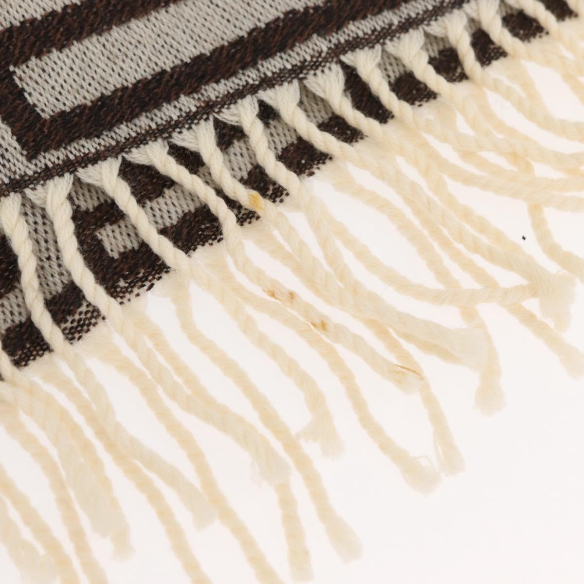 FENDI Zucca Canvas Scarf Wool Ivory Brown Auth 174421A