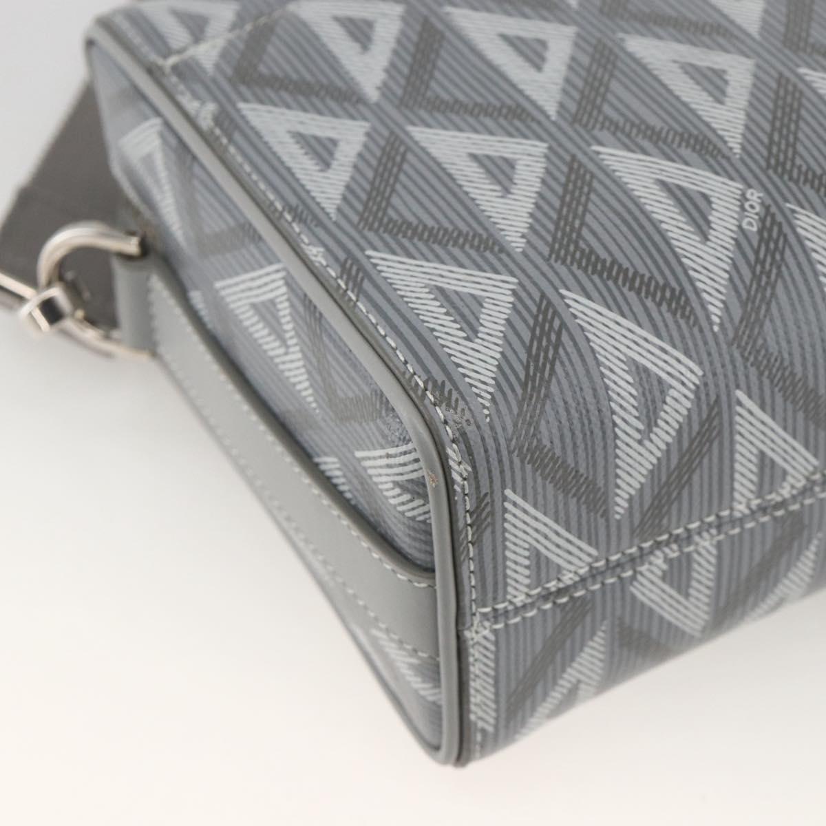 Christian Dior Rango 22 Shoulder Bag PVC Canvas Gray Silver Auth 174428SAM