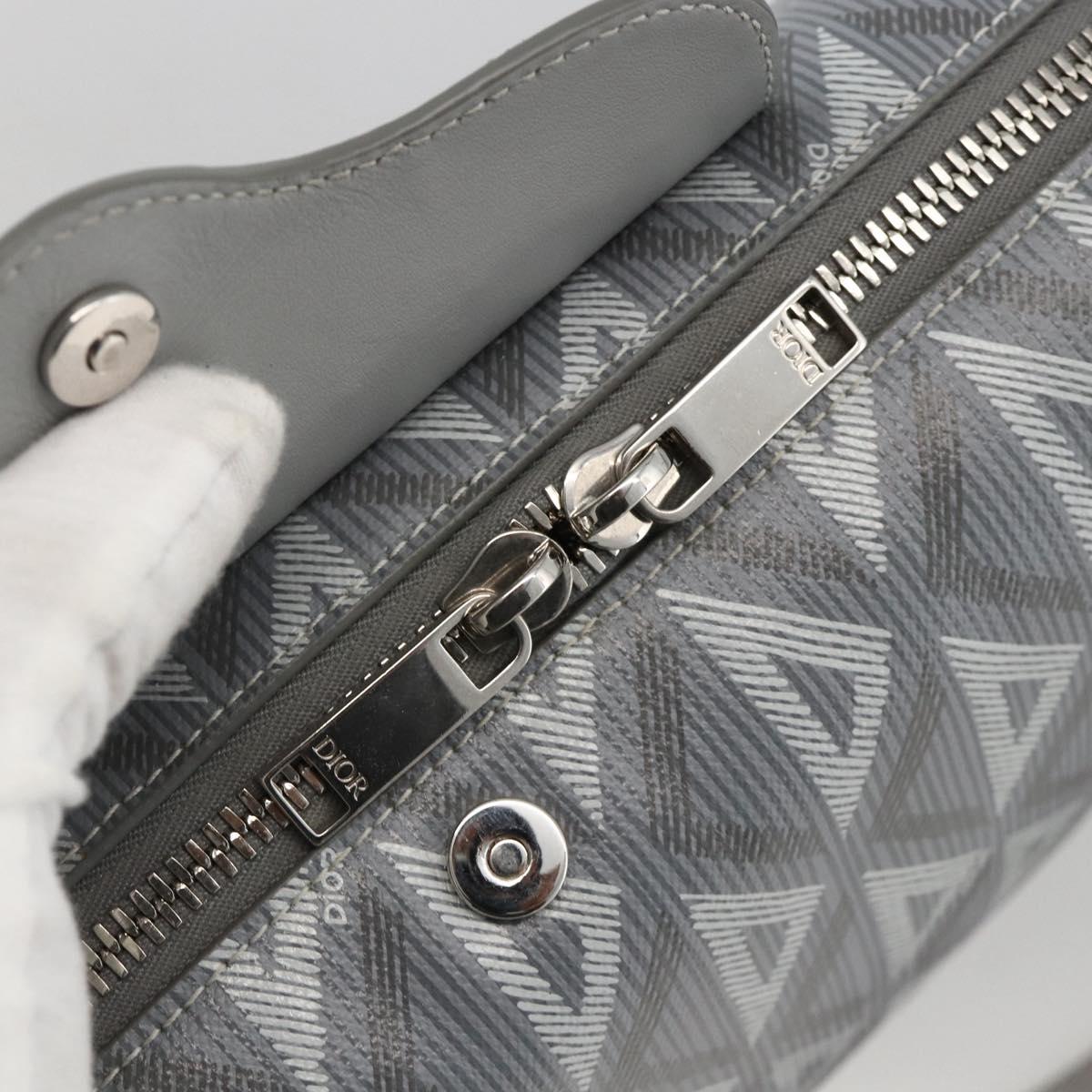 Christian Dior Rango 22 Shoulder Bag PVC Canvas Gray Silver Auth 174428SAM