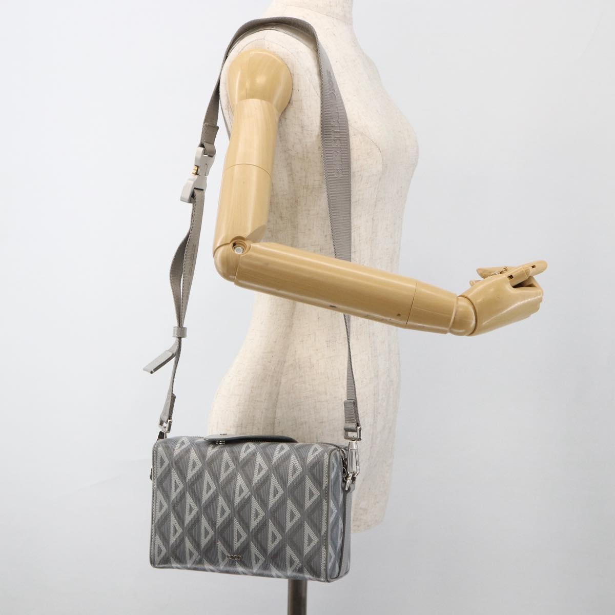 Christian Dior Rango 22 Shoulder Bag PVC Canvas Gray Silver Auth 174428SAM