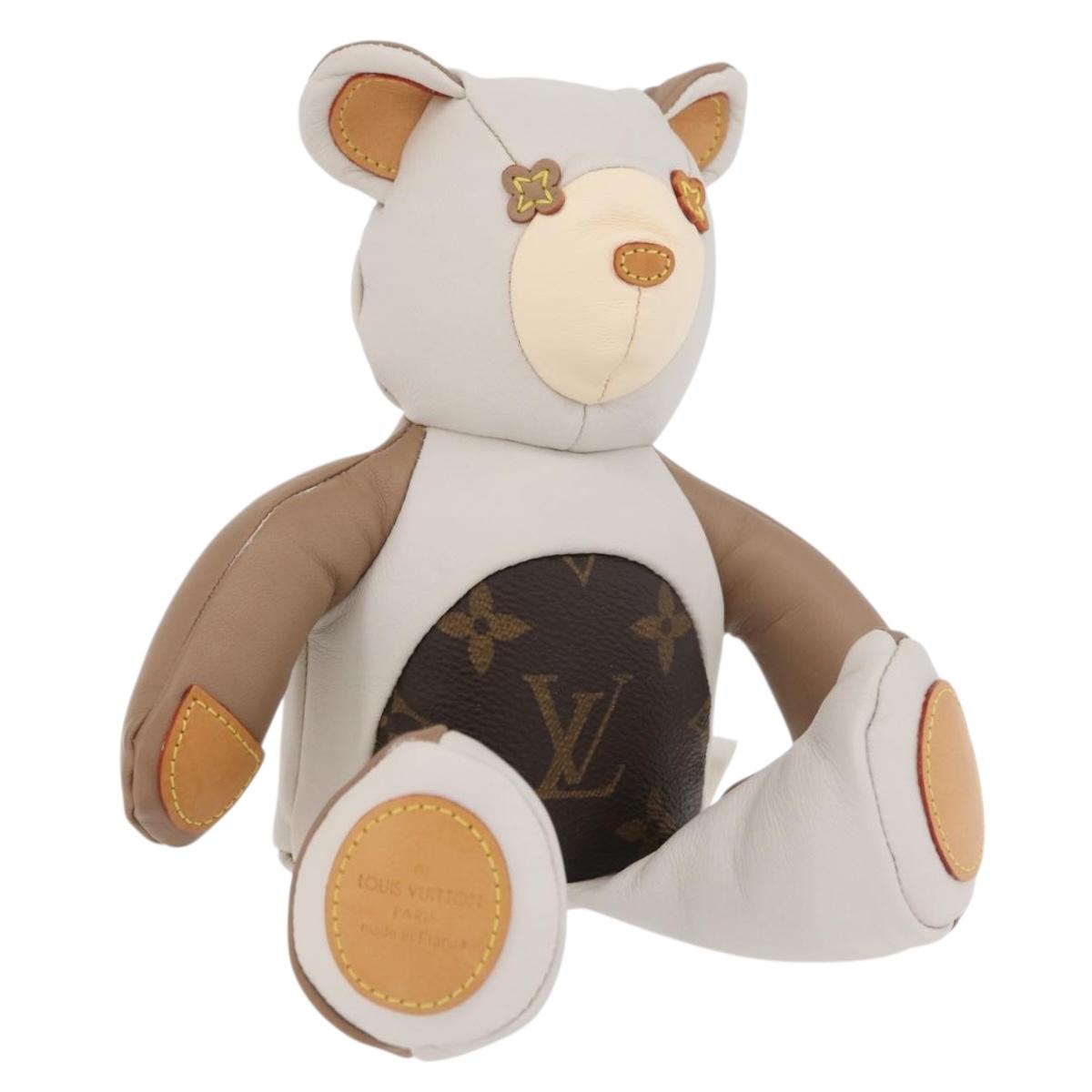 LOUIS VUITTON Bear Stuffed Leather White Beige LV Auth 174433SM
