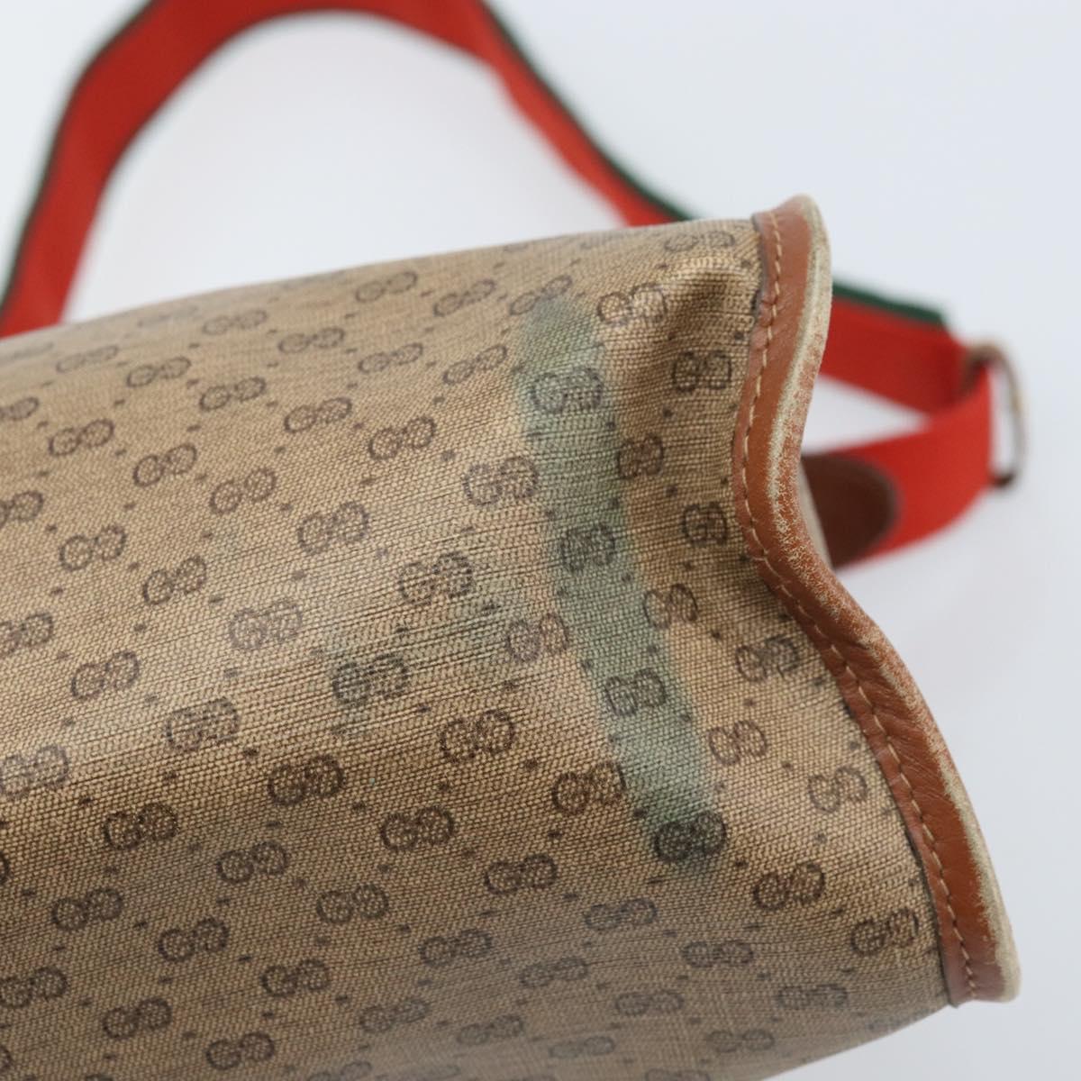 GUCCI Micro GG Supreme Web Sherry Line Shoulder Bag PVC Beige Gold Auth 174437