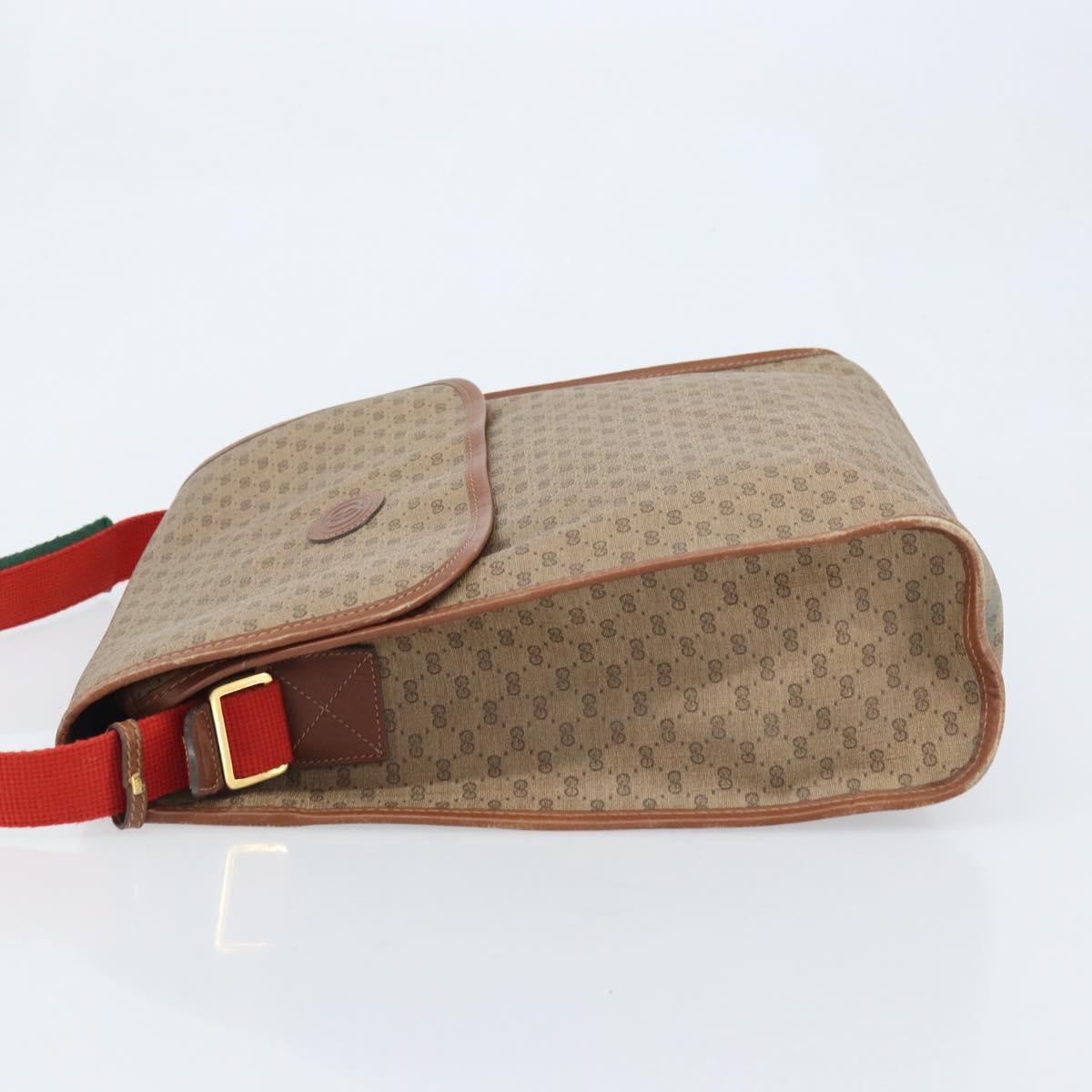 GUCCI Micro GG Supreme Web Sherry Line Shoulder Bag PVC Beige Gold Auth 174437