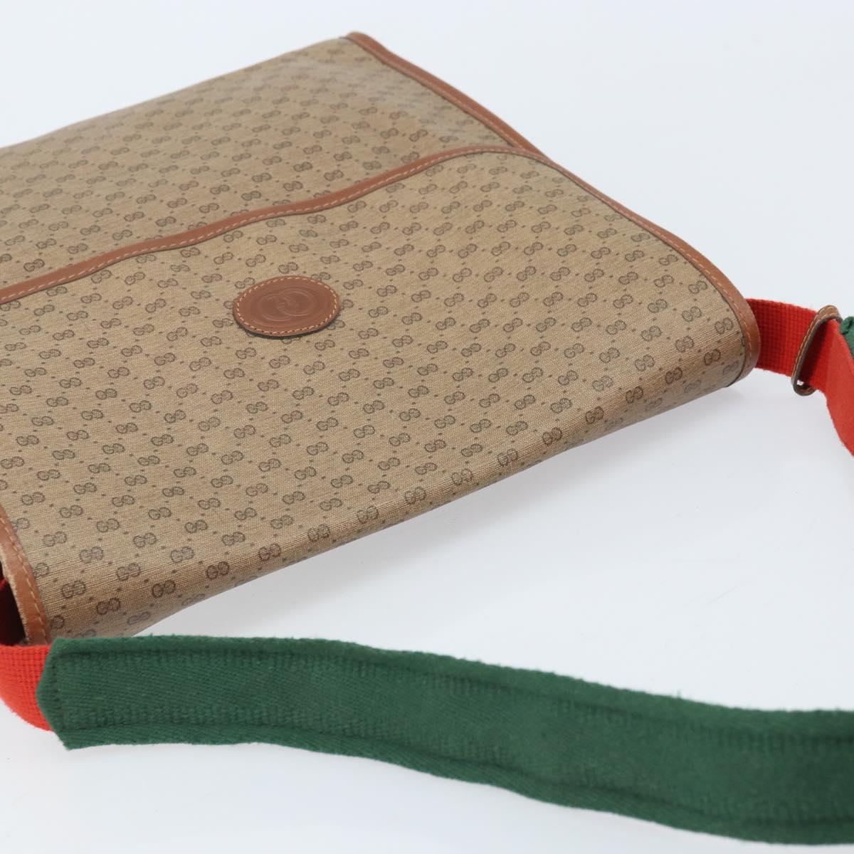 GUCCI Micro GG Supreme Web Sherry Line Shoulder Bag PVC Beige Gold Auth 174437