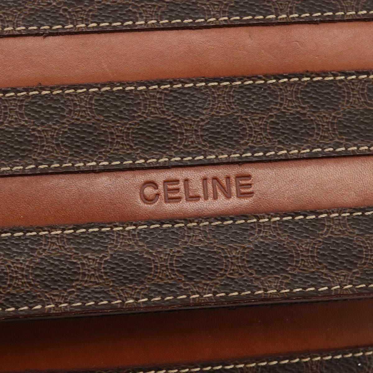 CELINE Macadam Canvas Hand Bag PVC Leather Brown Gold Auth 174439