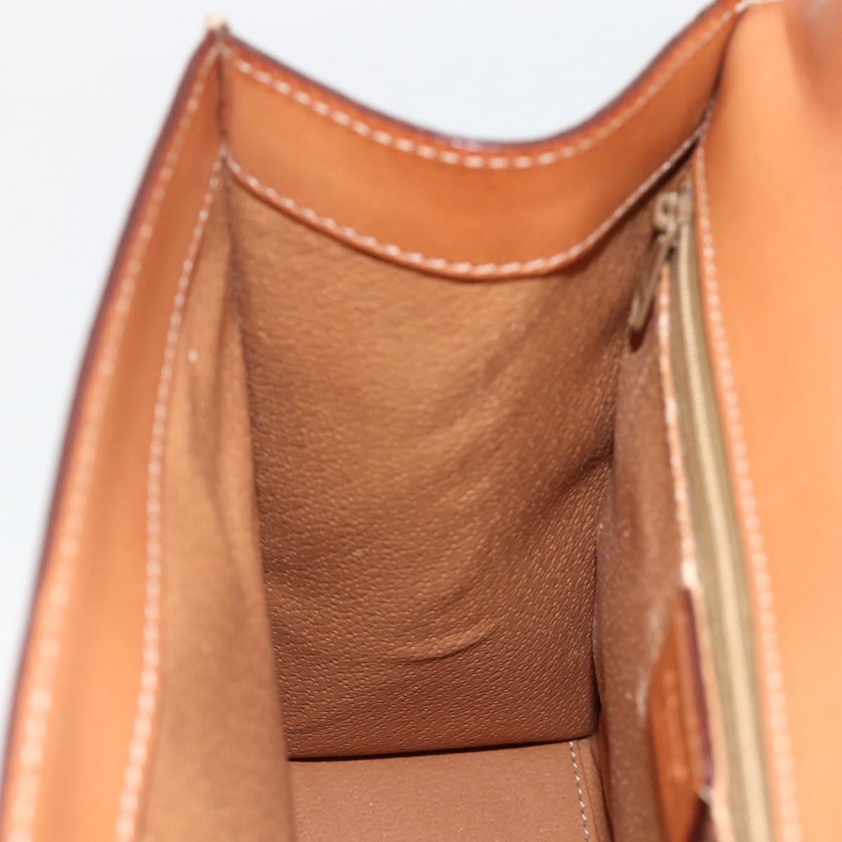 CELINE Macadam Canvas Hand Bag PVC Leather Brown Gold Auth 174439