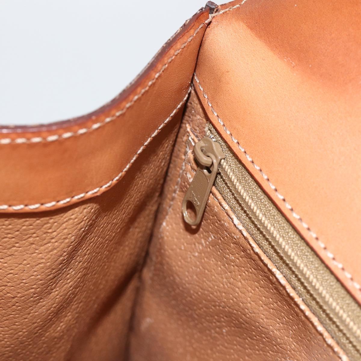 CELINE Macadam Canvas Hand Bag PVC Leather Brown Gold Auth 174439