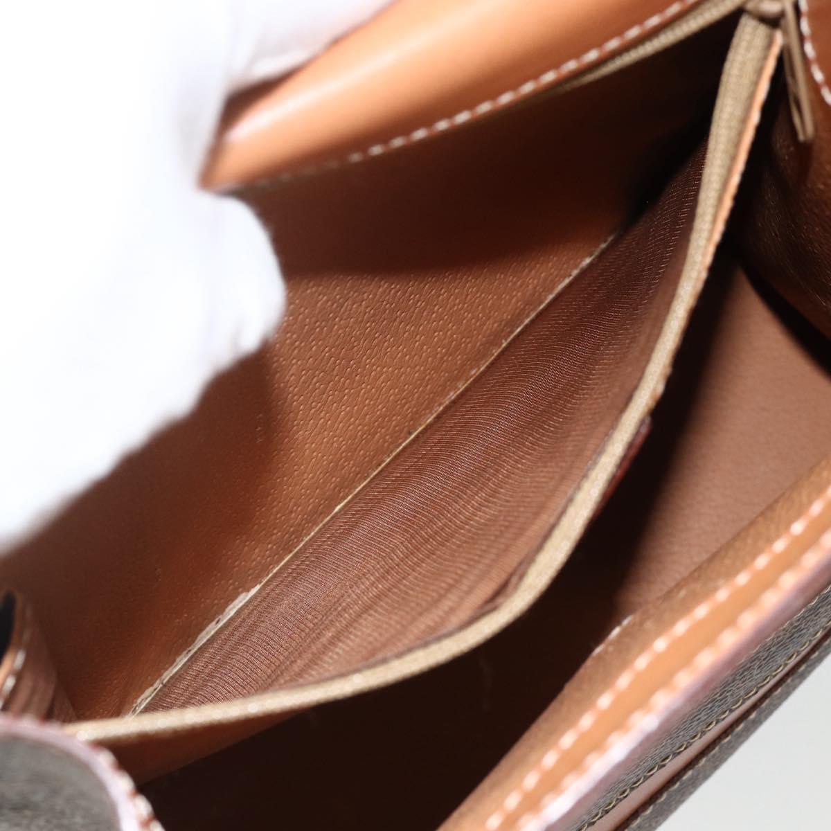CELINE Macadam Canvas Hand Bag PVC Leather Brown Gold Auth 174439