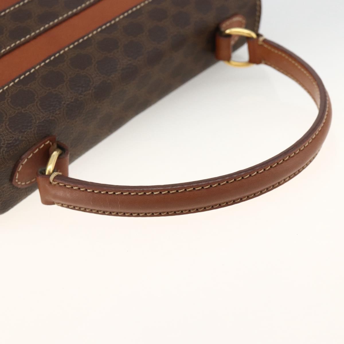 CELINE Macadam Canvas Hand Bag PVC Leather Brown Gold Auth 174439