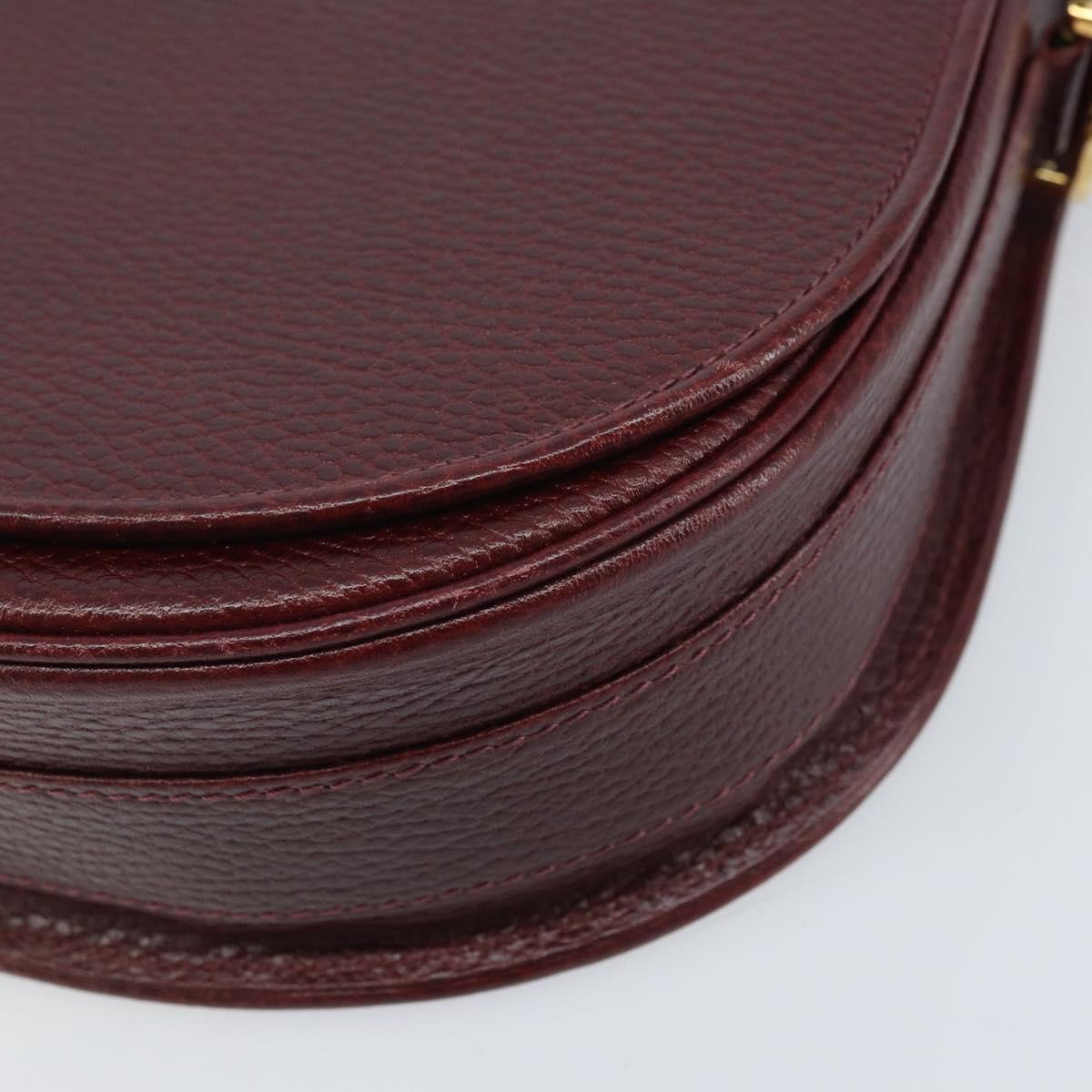 CARTIER Must Line Shoulder Bag Leather Bordeaux Gold Auth 174444
