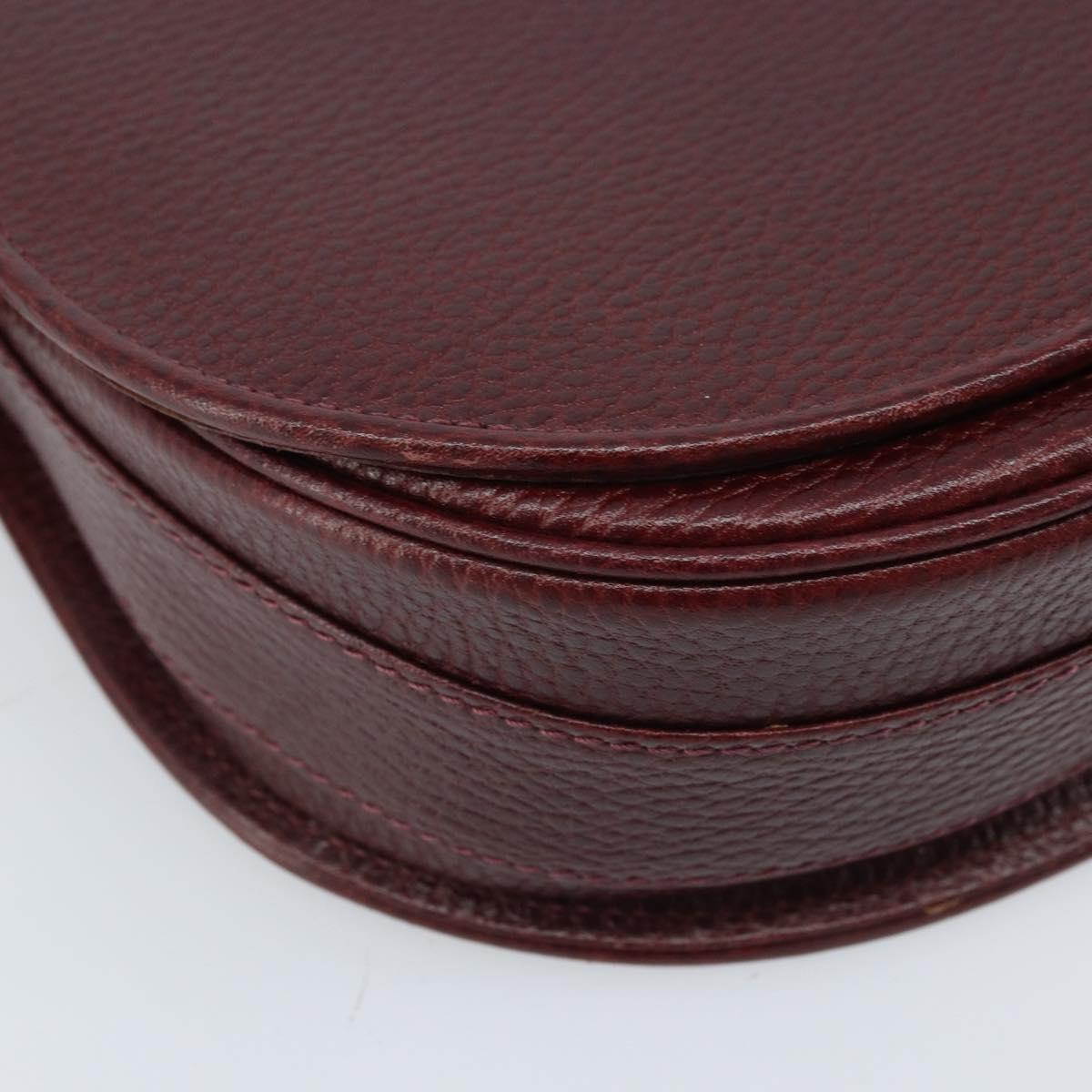 CARTIER Must Line Shoulder Bag Leather Bordeaux Gold Auth 174444