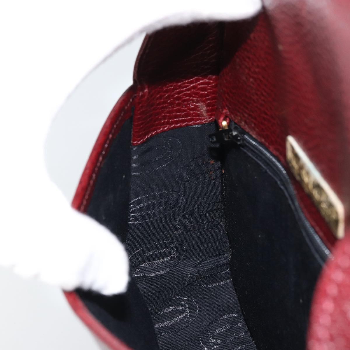 CARTIER Must Line Shoulder Bag Leather Bordeaux Gold Auth 174444