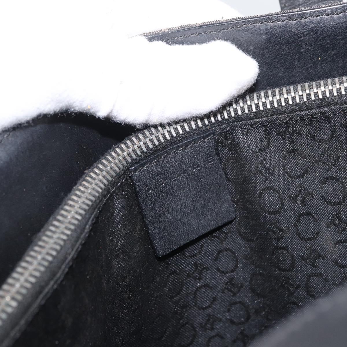 CELINE C Macadam Canvas Tote Bag Black Silver Auth 174445