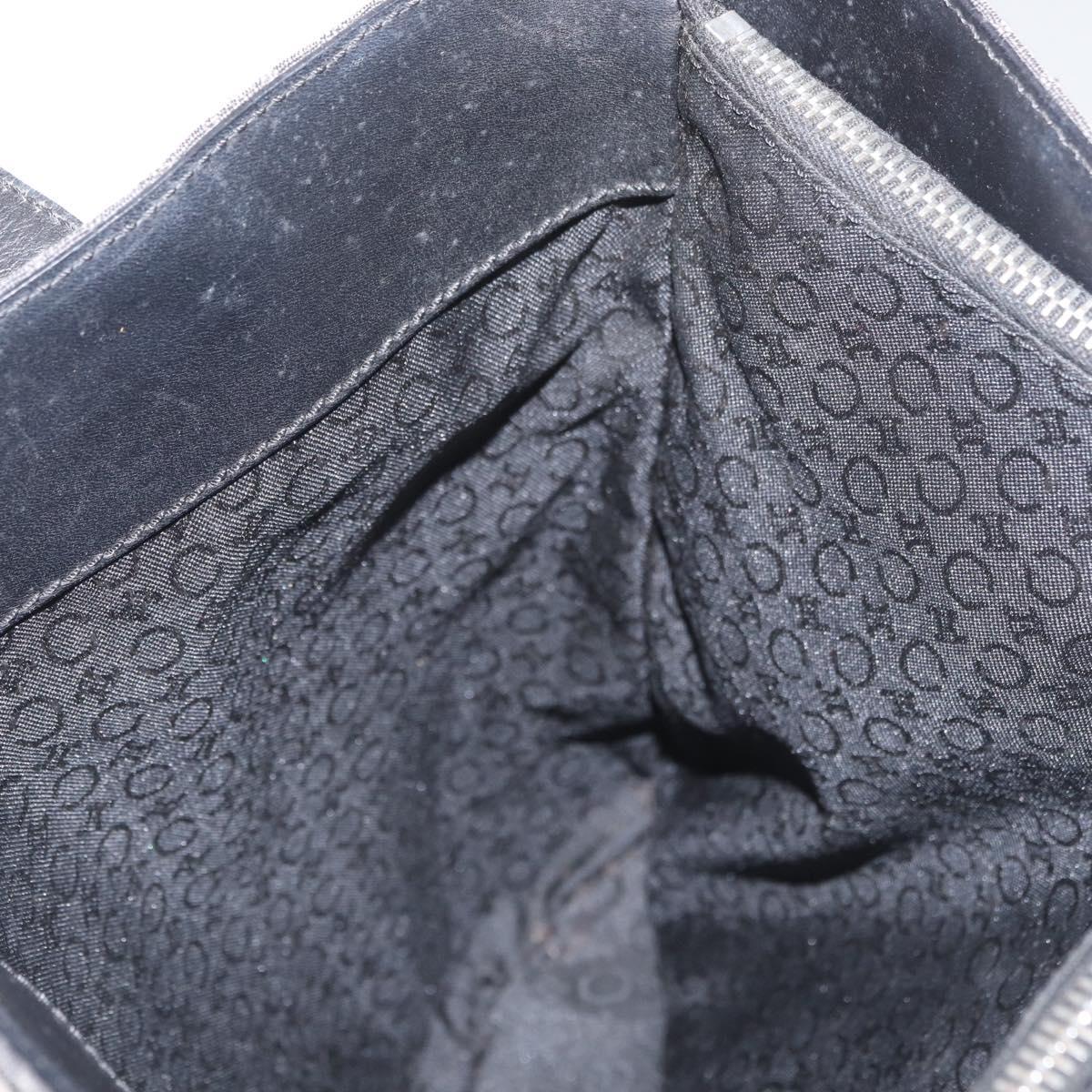 CELINE C Macadam Canvas Tote Bag Black Silver Auth 174445