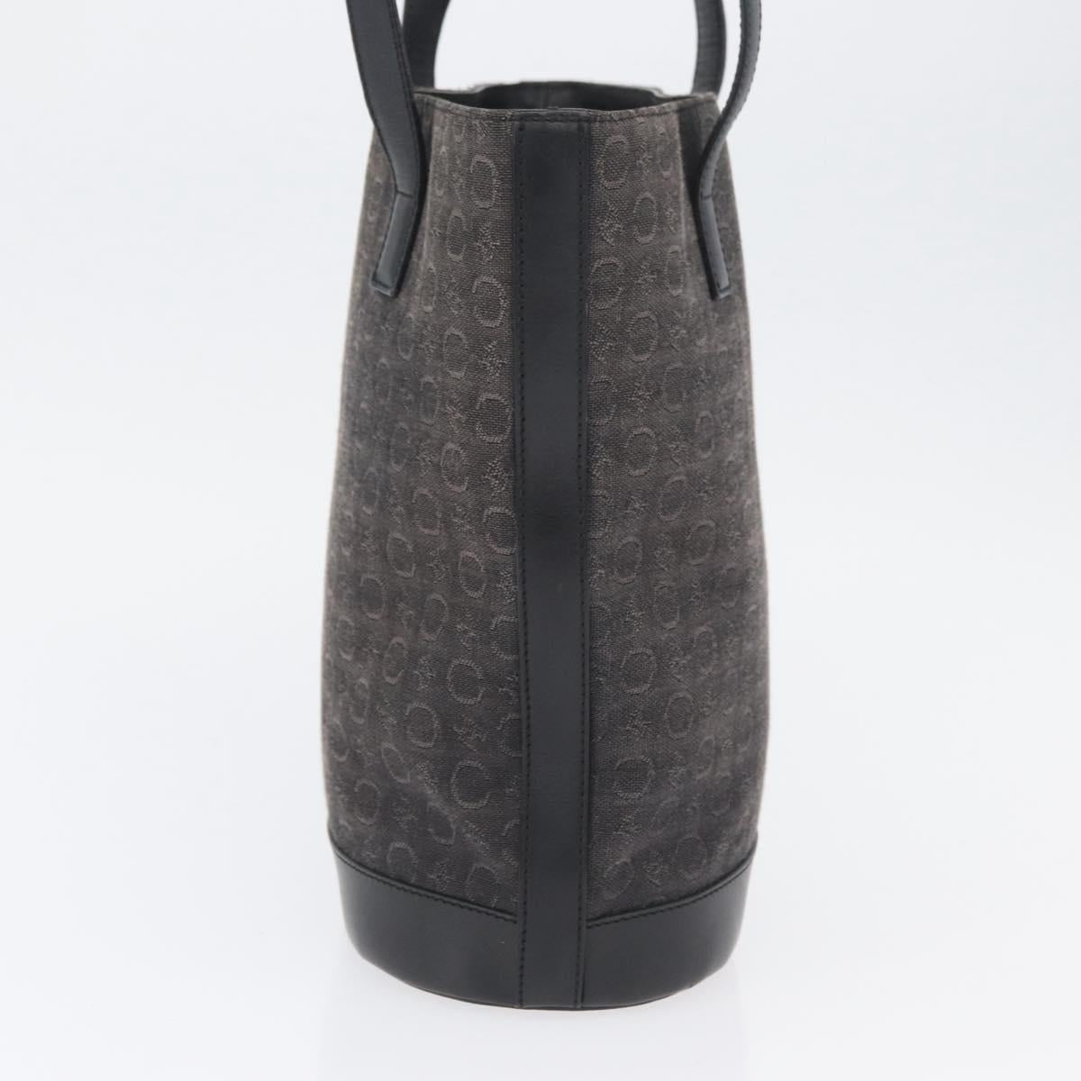 CELINE C Macadam Canvas Tote Bag Black Silver Auth 174445