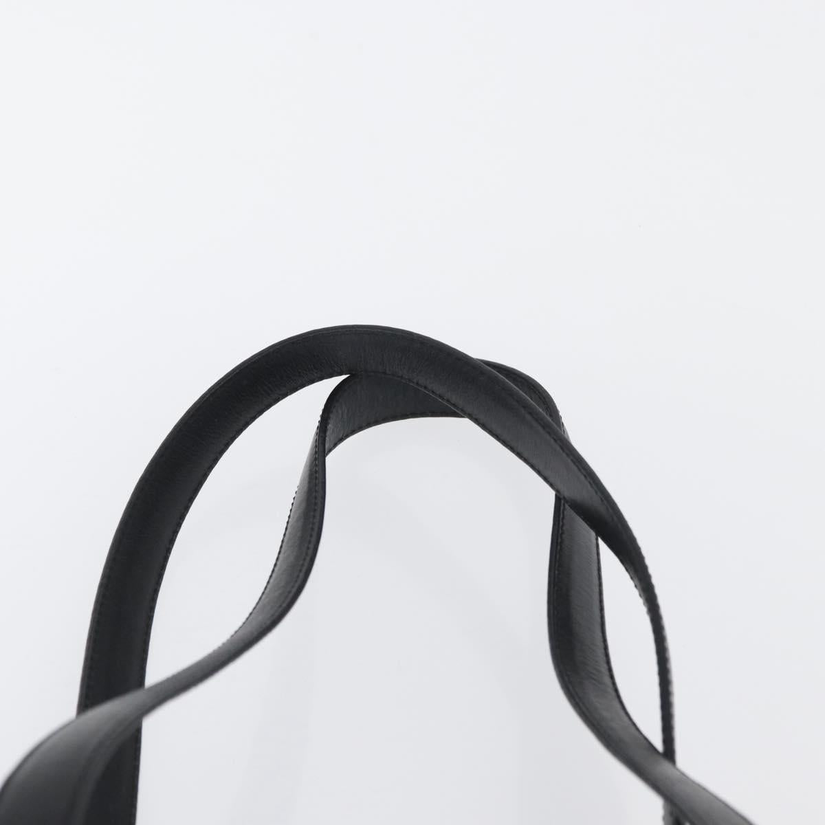 CELINE C Macadam Canvas Tote Bag Black Silver Auth 174445