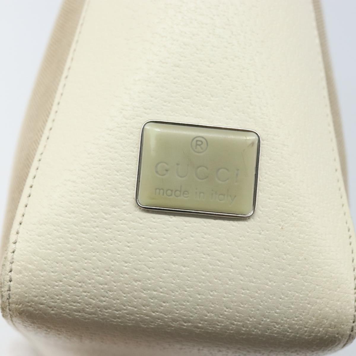 GUCCI Shoulder Bag Canvas Leather Beige White Silver 001 3766 Auth 174462