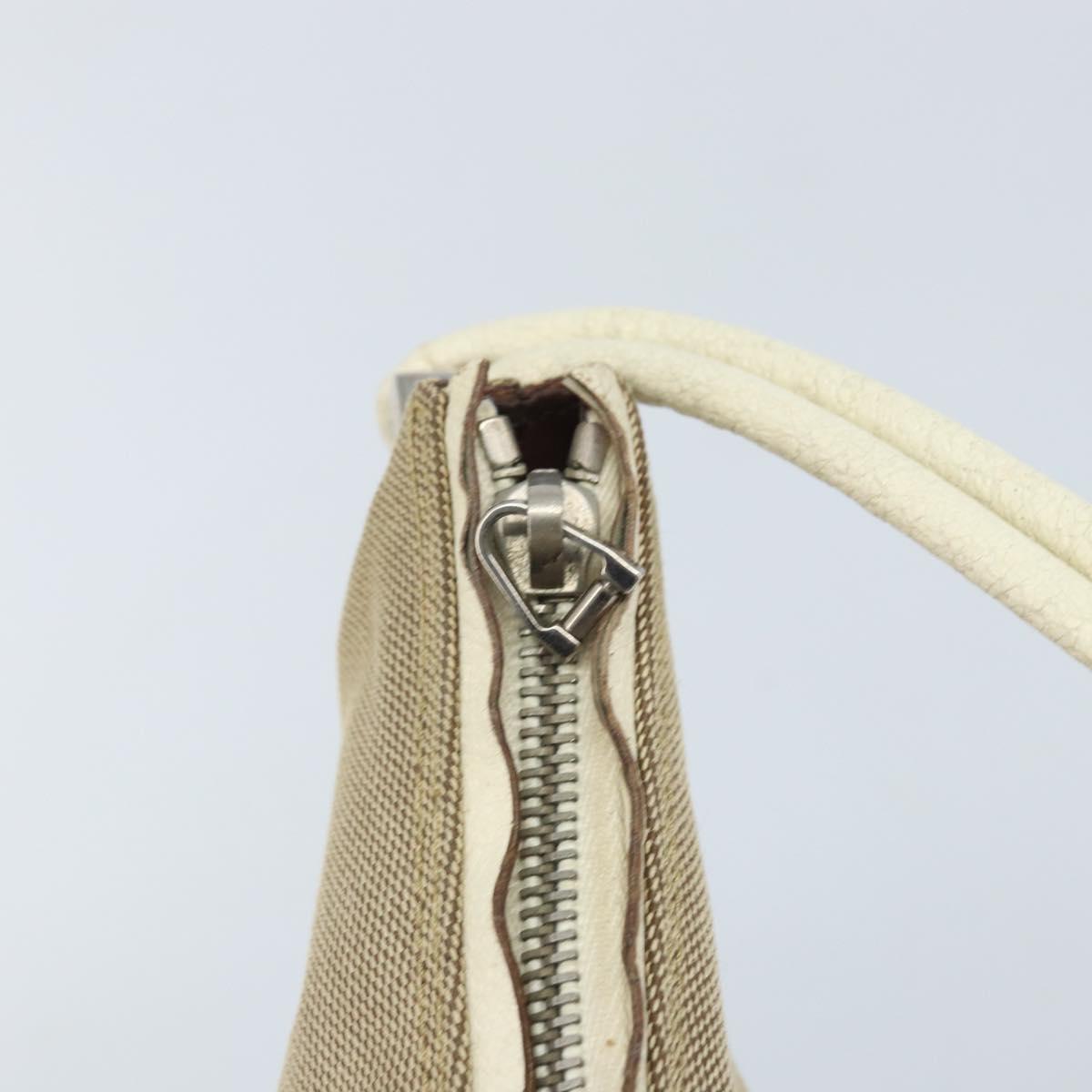 GUCCI Shoulder Bag Canvas Leather Beige White Silver 001 3766 Auth 174462