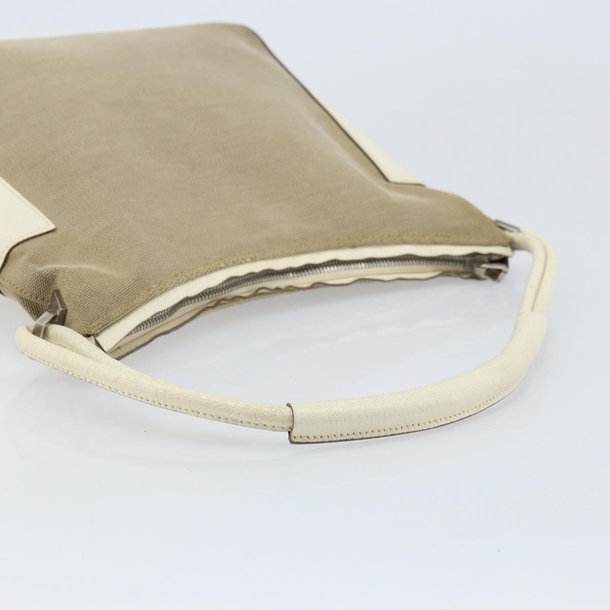 GUCCI Shoulder Bag Canvas Leather Beige White Silver 001 3766 Auth 174462