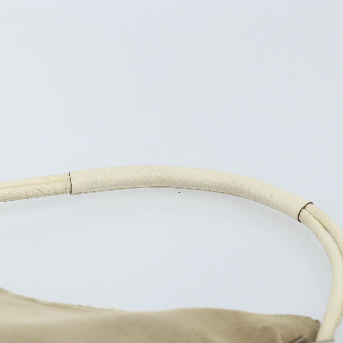 GUCCI Shoulder Bag Canvas Leather Beige White Silver 001 3766 Auth 174462