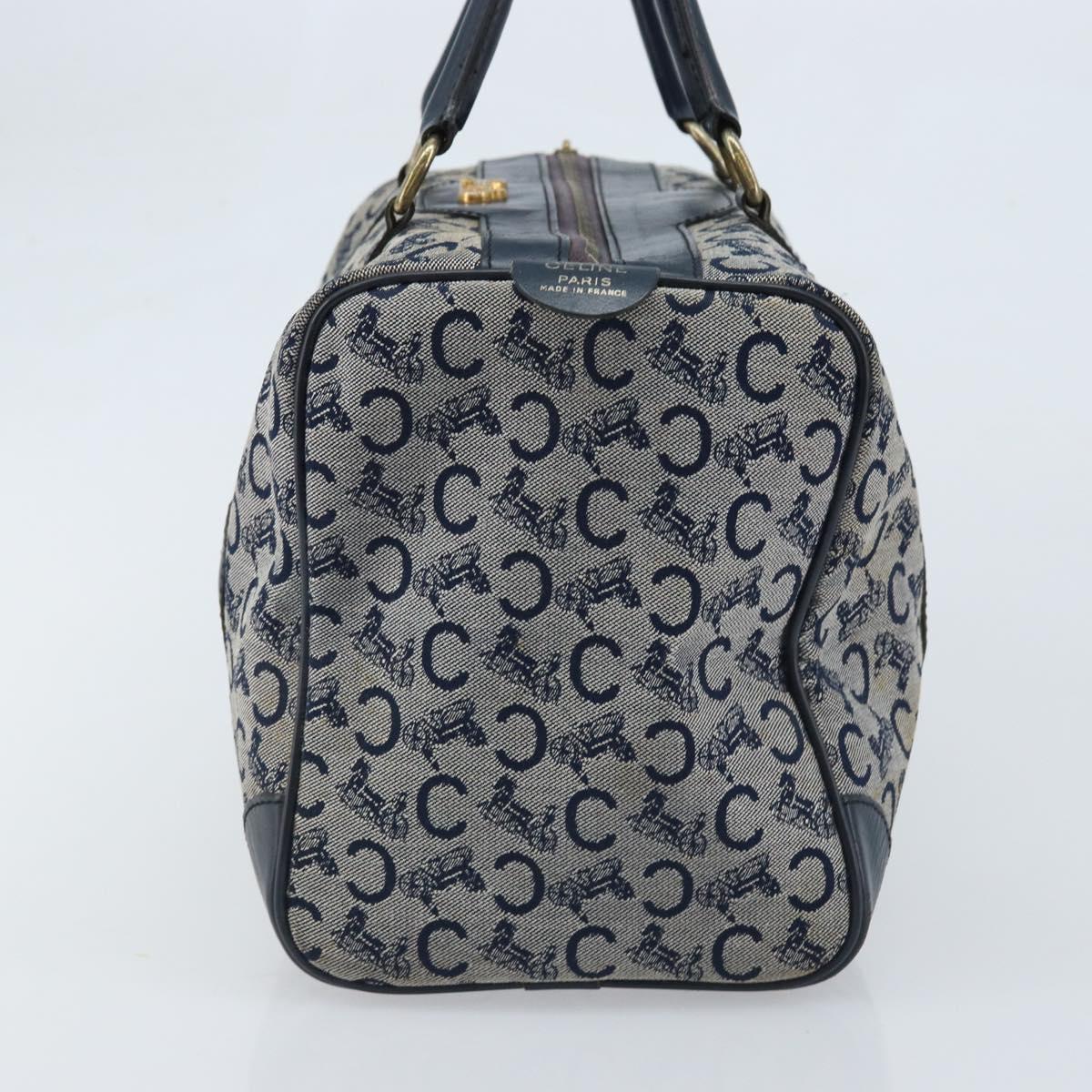 CELINE C Sulky Hand Bag Canvas Navy Gold Auth 174475