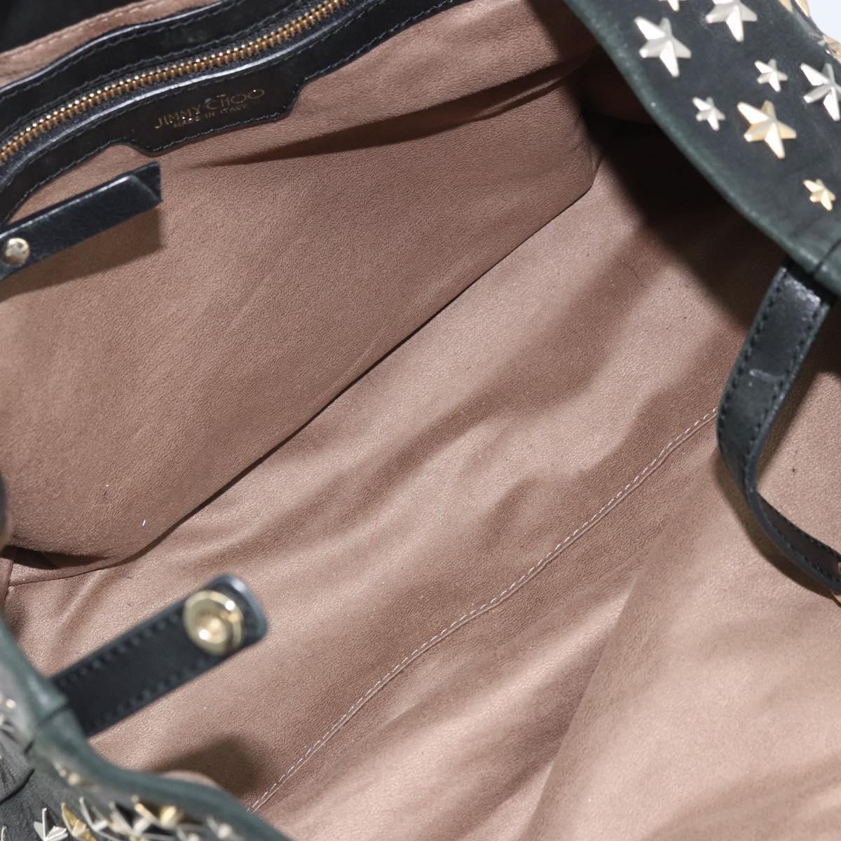 Jimmy Choo Tote Bag Leather Black Gold Auth 174476