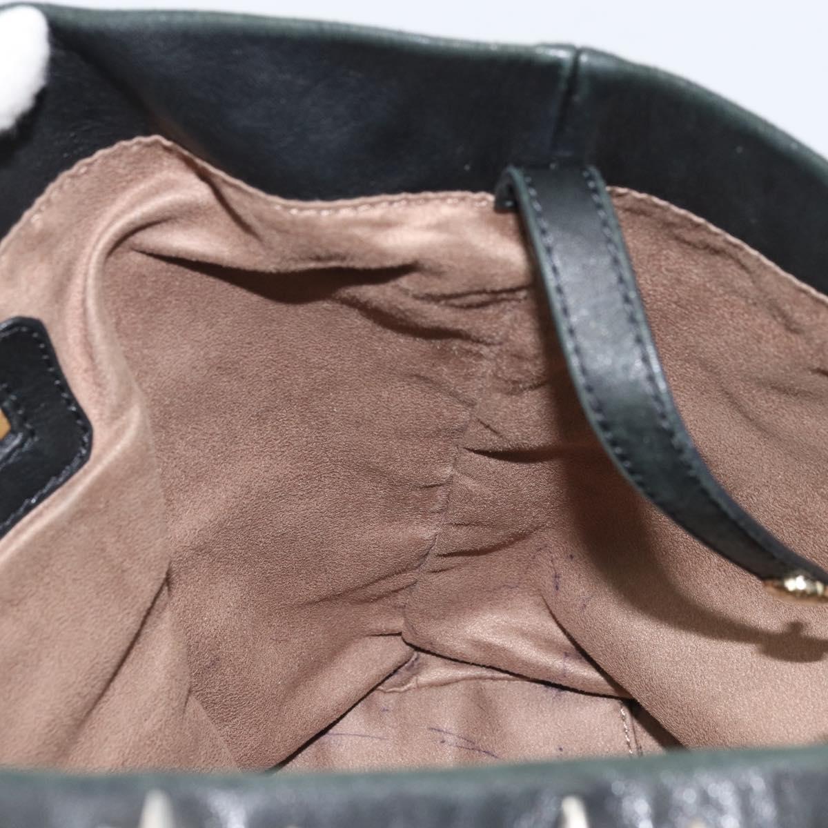 Jimmy Choo Tote Bag Leather Black Gold Auth 174476