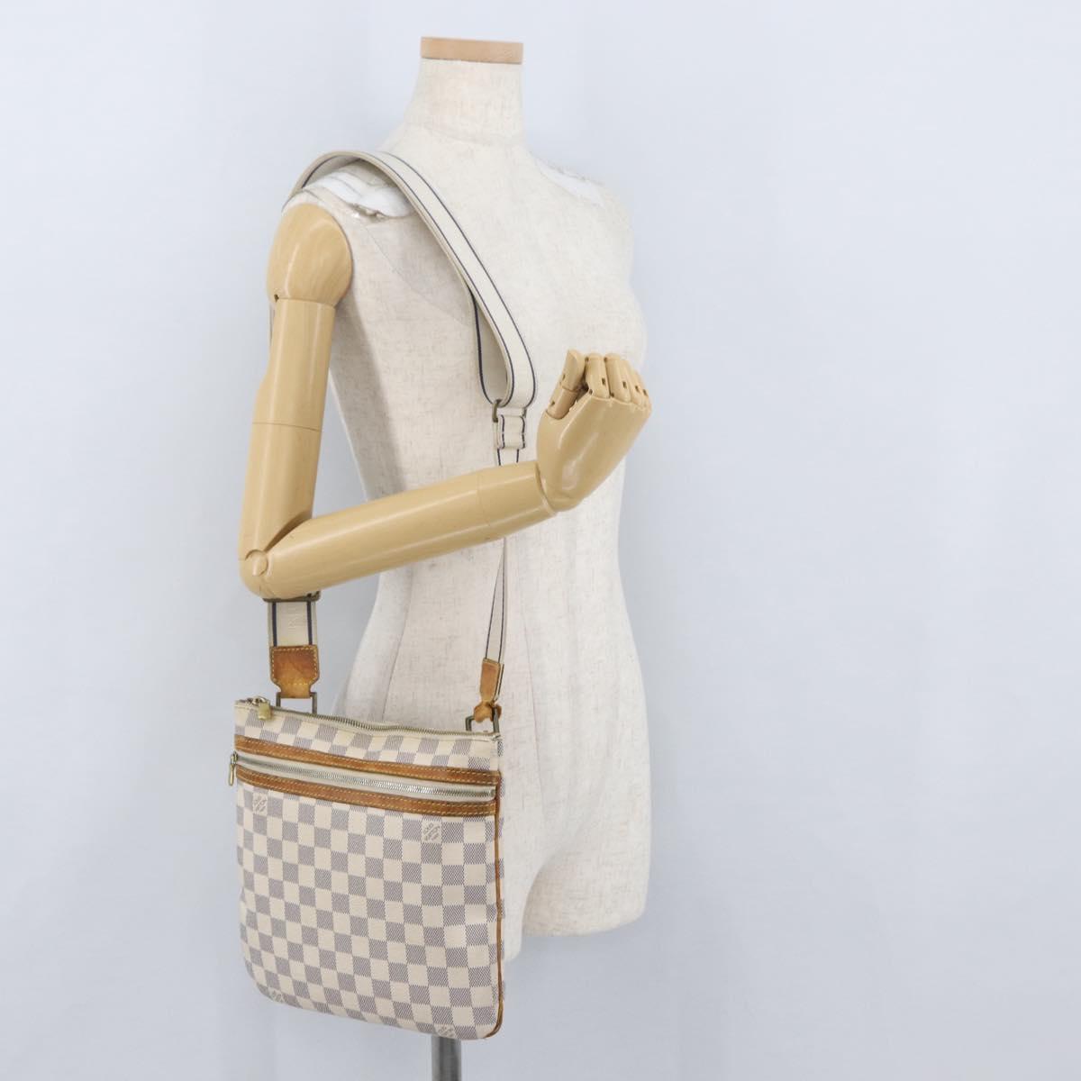 LOUIS VUITTON Damier Azur Pochette Bosphore Shoulder Bag N51112 LV Auth 174477