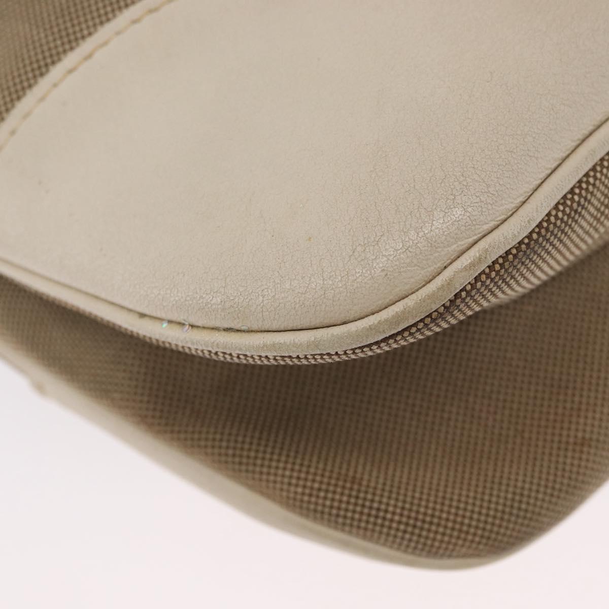 PRADA Shoulder Bag Canvas Leather Beige Gold Auth 174479