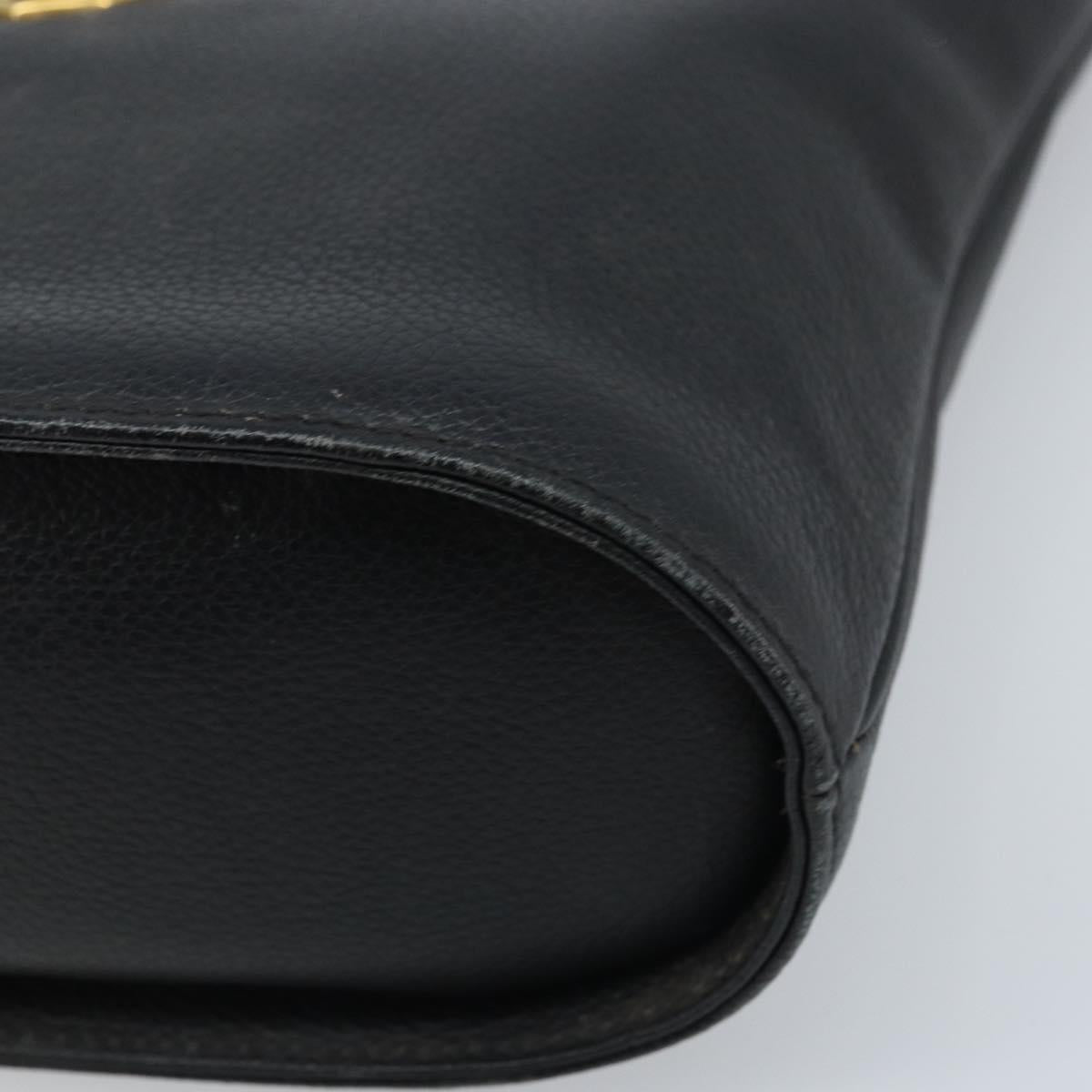 SAINT LAURENT Hand Bag Leather Black Gold Auth 174481