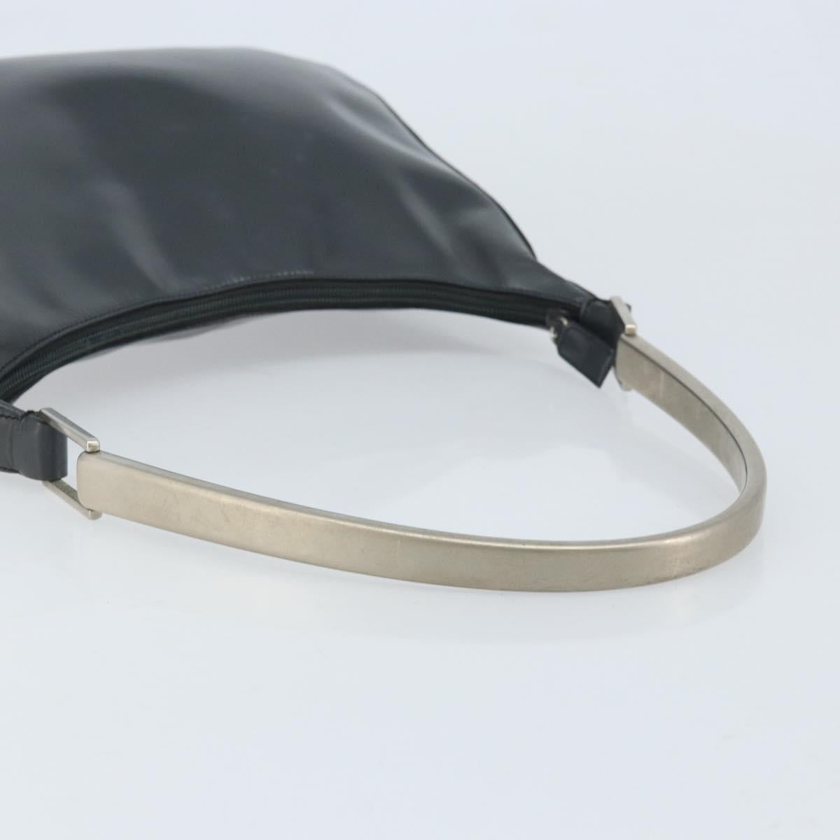 PRADA Shoulder Bag Leather Gray Silver tone Auth 174484