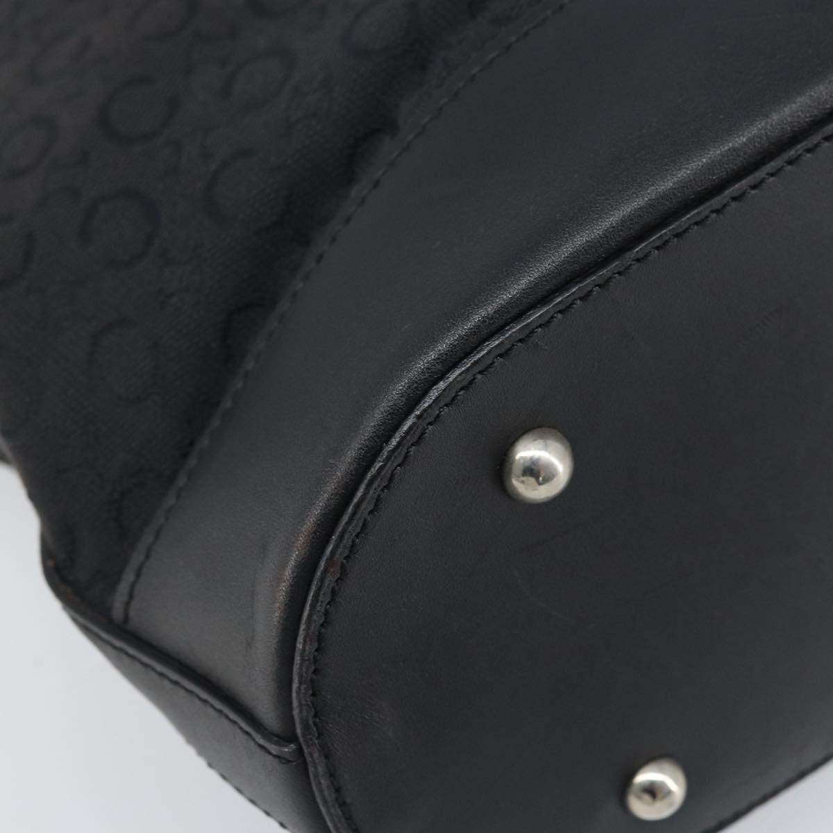 CELINE C Macadam Canvas Tote Bag Black Silver Auth 174485