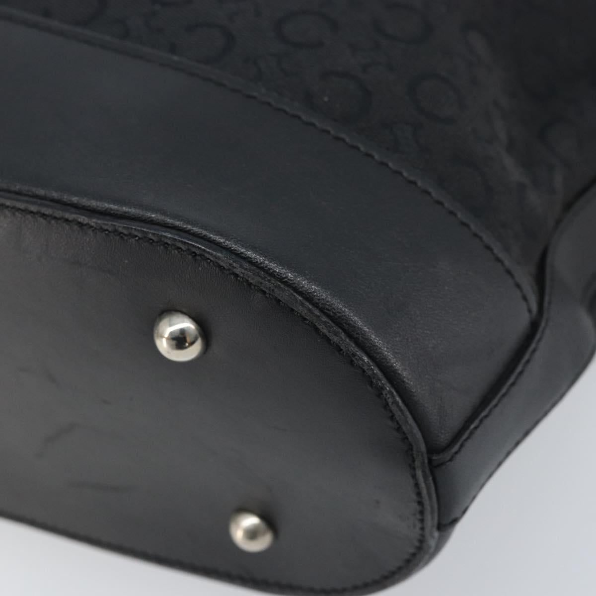 CELINE C Macadam Canvas Tote Bag Black Silver Auth 174485