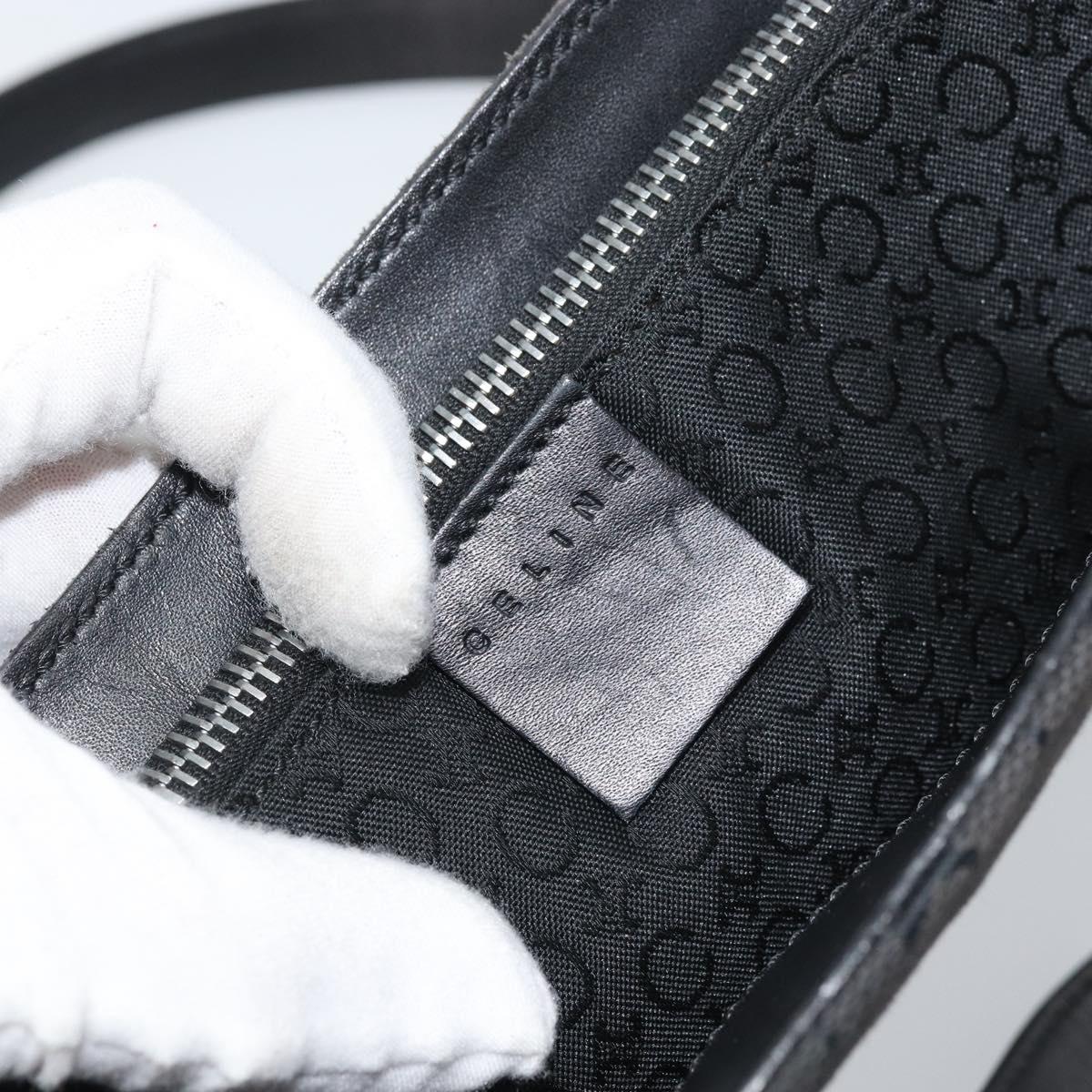 CELINE C Macadam Canvas Tote Bag Black Silver Auth 174485